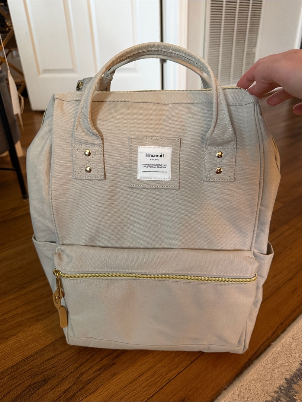 Himawari Cream Canvas Backpack Tote - Women's Everyday Bag